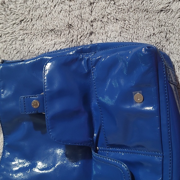 Michael Kors Blue Patent Leather Astor Bedford Work Tote Satchel - Picture 4 of 4